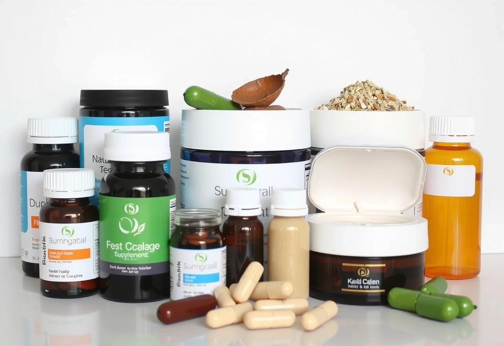 Assortment of natural health supplements